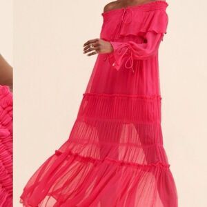Free People Cherry Pink Maxi Dress Flowy Boho Size Medium